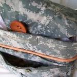 Recycled Army Shirt Diaper Bag..